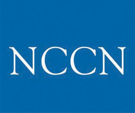 The logo for the National Comprehensive Cancer Network, a cerulean blue square with NCCN written in white.