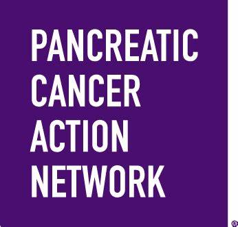 Pancreatic Cancer Action Network logo in white letters on a purple background