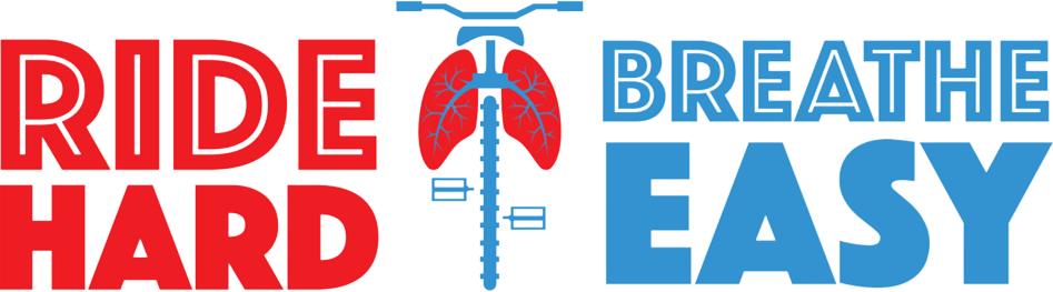 Ride Hard Breathe Easy Logo with a graphic of lungs on a bicycle