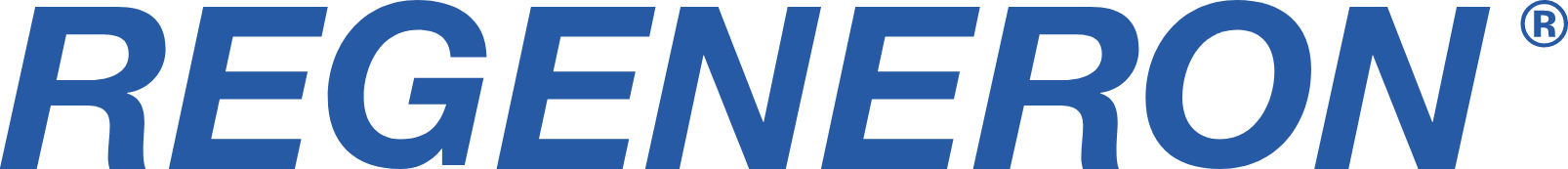 Regeneron logo in blue letters