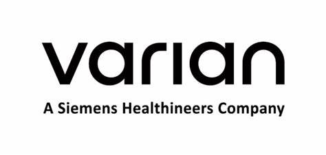 Varian A Siemens Healthineers Company - Black and white logo