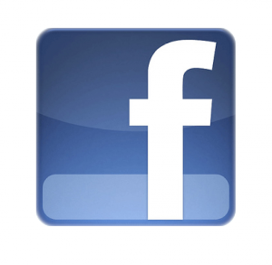 A dark blue Facebook logo with a white "F" cutout.