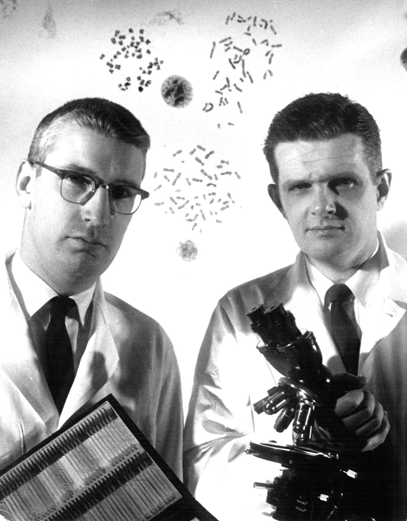 Peter C. Nowell (left) and David A. Hungerford, 1961