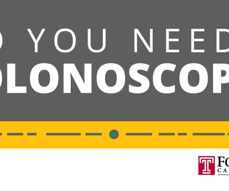 A grey box that says "Do you need a colonoscopy?" in big bold letters, with a yellow bar at the bottom.